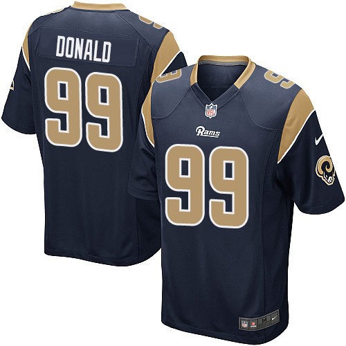 Men's Game Aaron Donald Nike Jersey Navy Blue Home - #99 NFL Los Angeles Rams